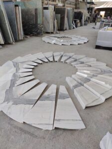 اجرای سنگ پله پیچ با سنگ چینی سایمون